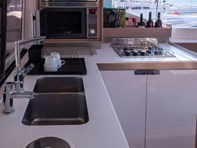 Galley of Artemis, a Fountaine Pajot Isla 40 catamaran at Municipal Unit of Lefkada, Greece