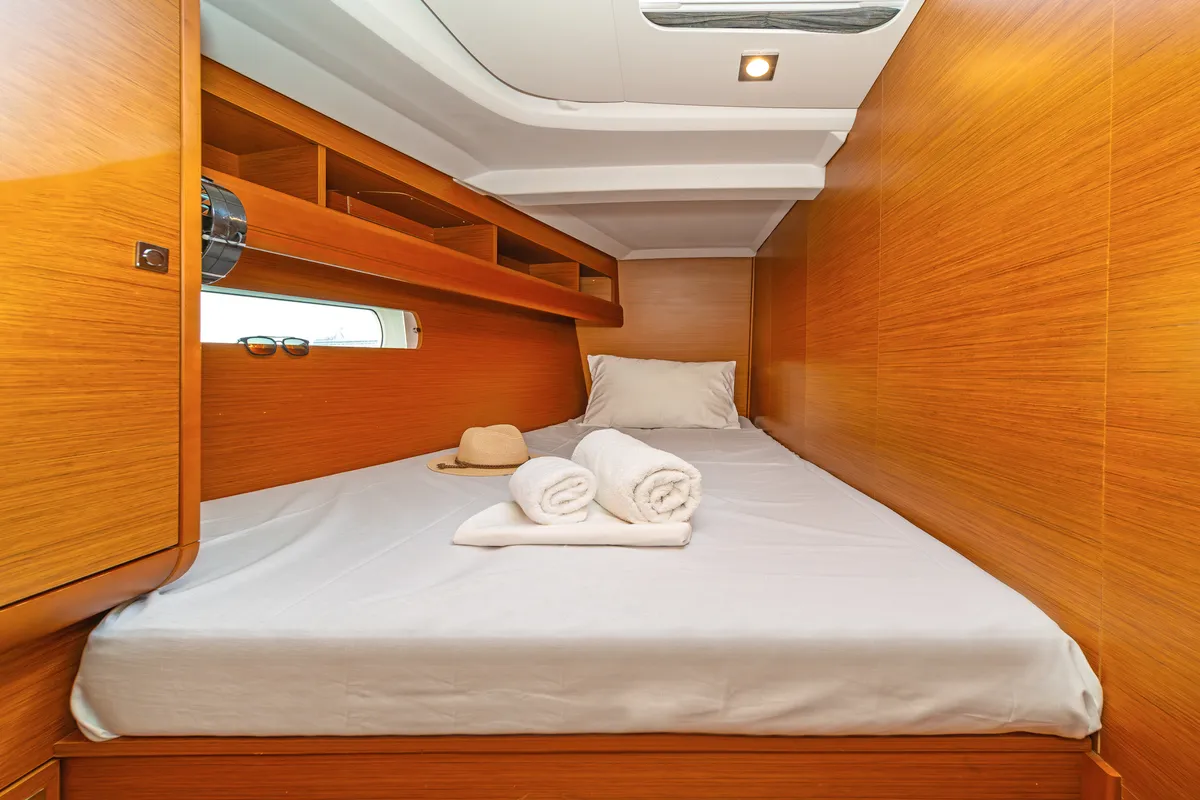 Cabin on Aurelia, a Jeanneau Sun Odyssey 479 sailboat at Municipal Unit of Rhodes, Greece