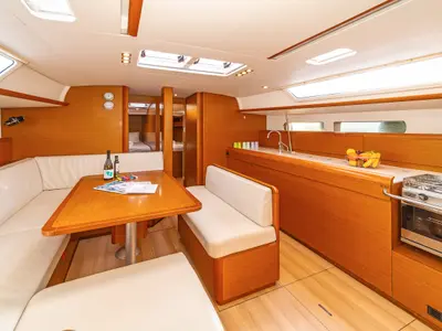 Salon of Aurelia, a Jeanneau Sun Odyssey 479 sailboat at Municipal Unit of Rhodes, Greece