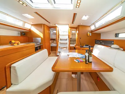 Galley of Aurelia, a Jeanneau Sun Odyssey 479 sailboat at Municipal Unit of Rhodes, Greece