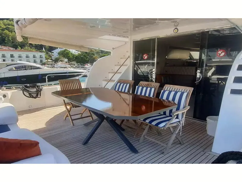 Deck of Sirocco, a Gulet Motoryacht motor yacht at Fethiye, Turkey