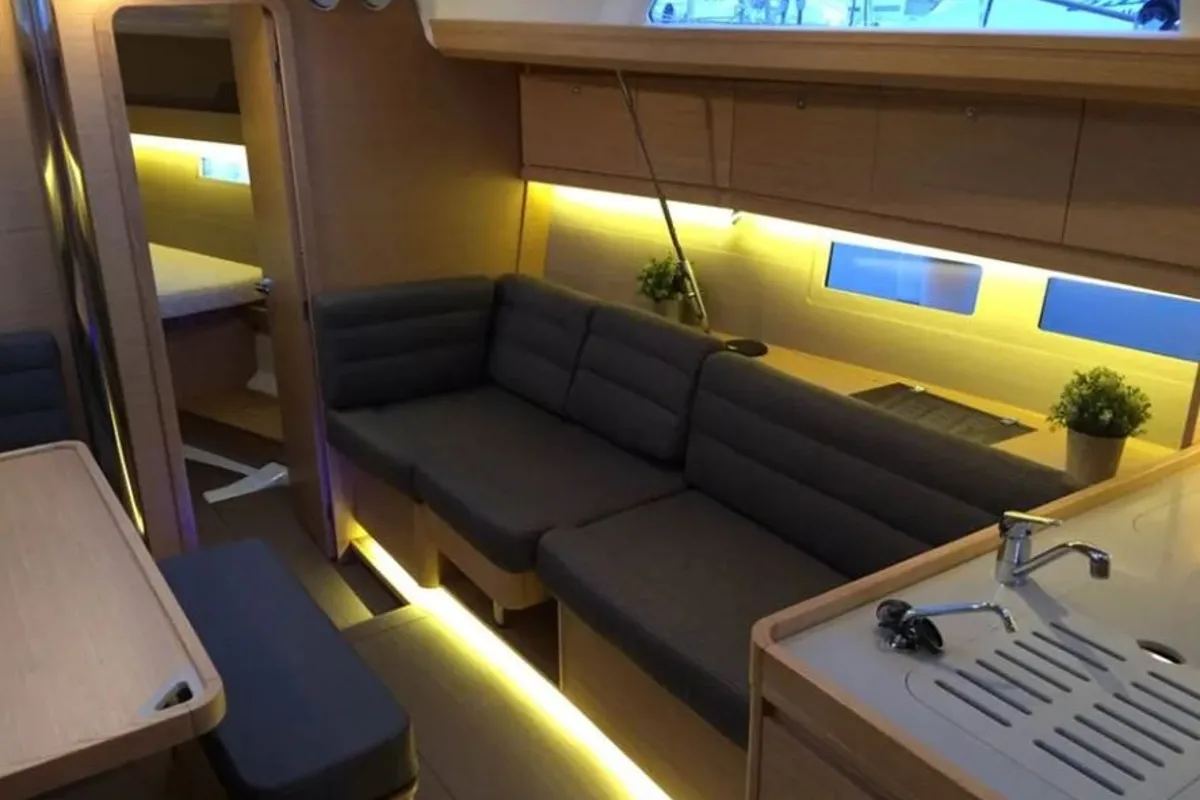 Salon of Iliana, a Dufour 412 GL sailboat at Kontokali, Greece