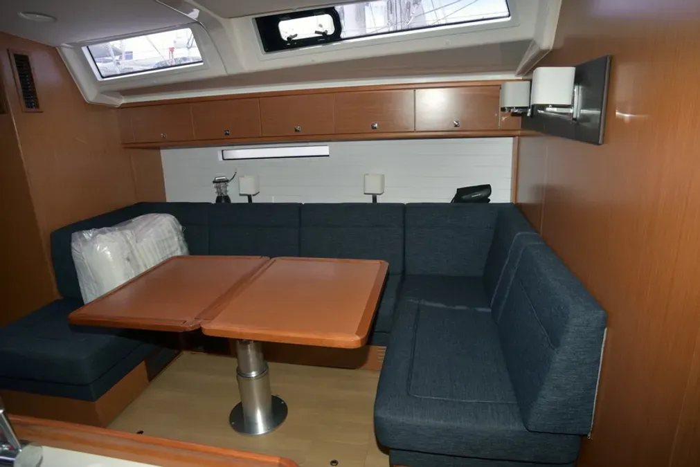 Salon of Agamemnon, a Bavaria Cruiser 56 sailboat at Kavala, Greece