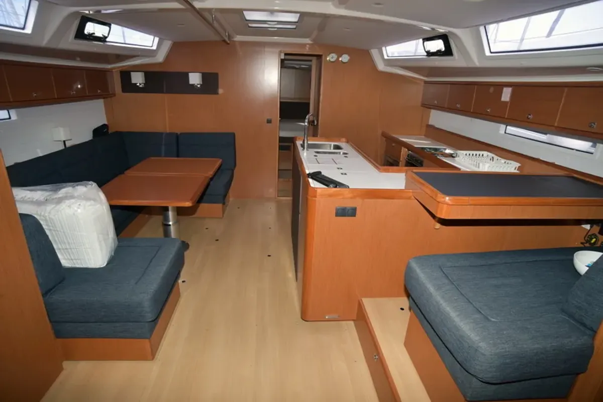 Salon of Agamemnon, a Bavaria Cruiser 56 sailboat at Kavala, Greece