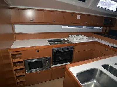 Galley of Agamemnon, a Bavaria Cruiser 56 sailboat at Kavala, Greece