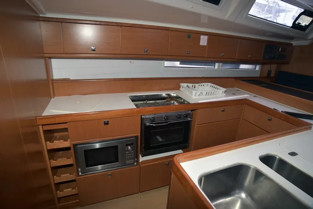 Galley of Agamemnon, a Bavaria Cruiser 56 sailboat at Kavala, Greece