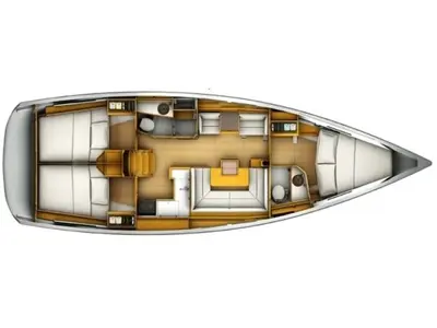 Floor plan of Blueberry, a Jeanneau Sun Odyssey 419 sailboat at Parikia, Greece
