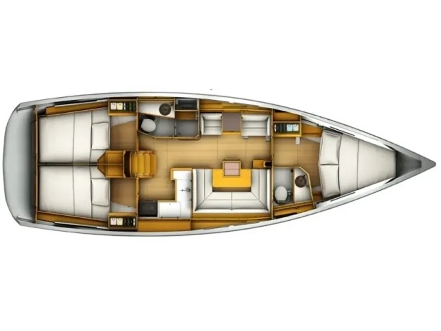 Floor plan of Blueberry, a Jeanneau Sun Odyssey 419 sailboat at Parikia, Greece