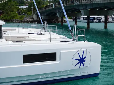 Ghost Buster, a Lagoon 46 catamaran at Roche Caiman, Seychelles