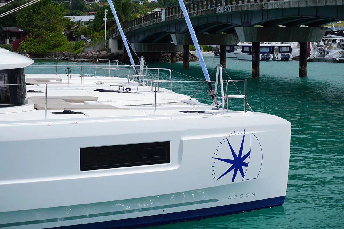 Ghost Buster, a Lagoon 46 catamaran at Roche Caiman, Seychelles