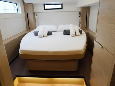 Cabin on Ghost Buster, a Lagoon 46 catamaran at Roche Caiman, Seychelles