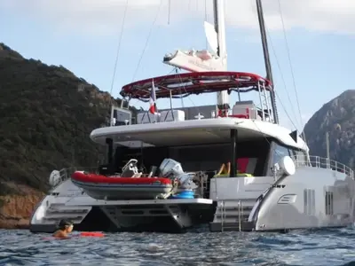 Galley of Liberta, a Sunreef 50 catamaran at Alameda, United States