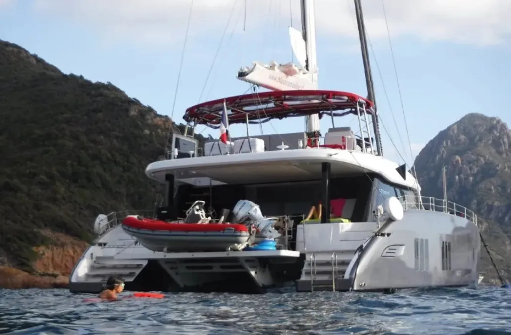 Galley of Liberta, a Sunreef 50 catamaran at Alameda, United States