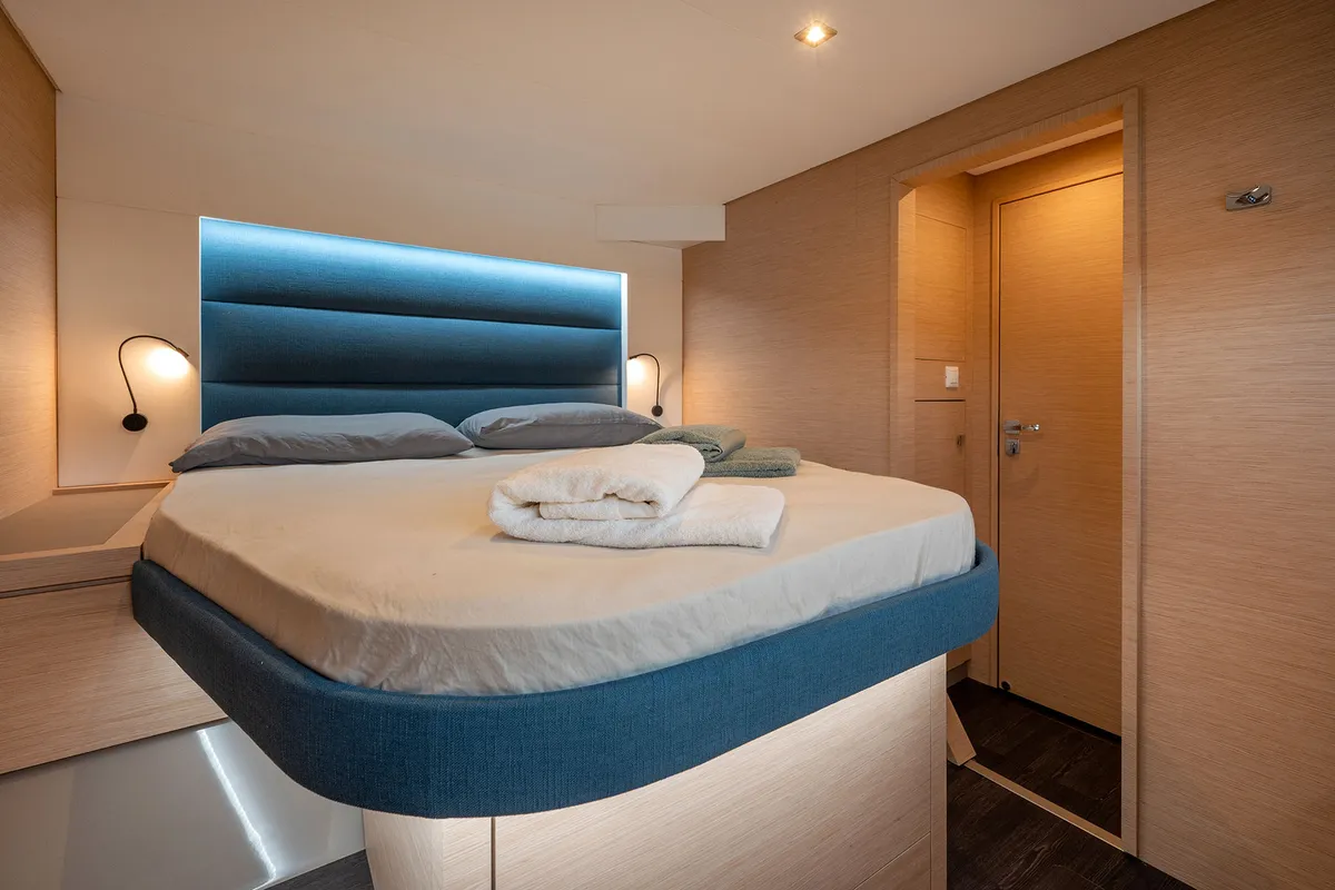 Cabin on Fountaine Pajot Tanna 47, a catamaran at Castellammare di Stabia, Italy