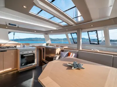 Galley of Fountaine Pajot Tanna 47, a catamaran at Castellammare di Stabia, Italy