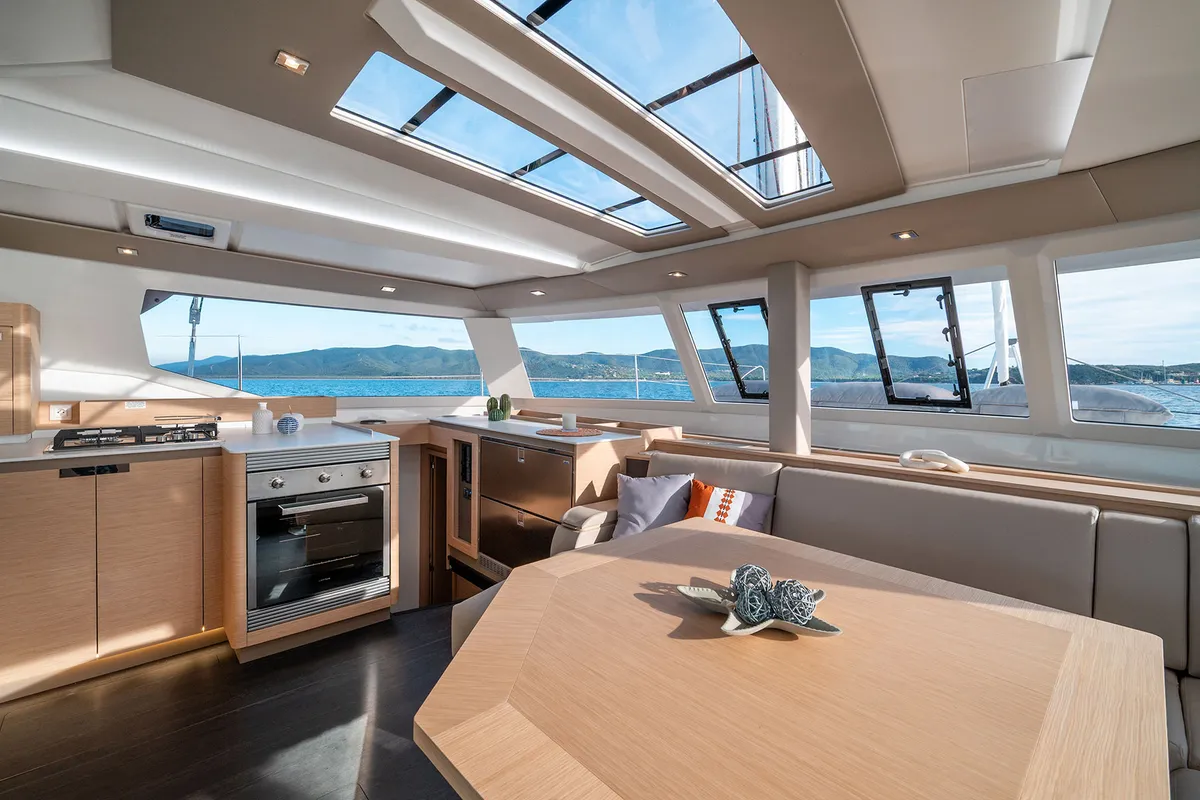 Galley of Fountaine Pajot Tanna 47, a catamaran at Castellammare di Stabia, Italy