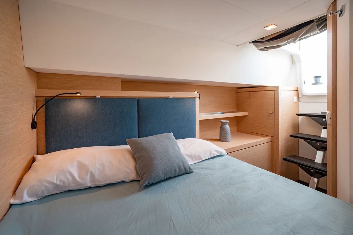 Cabin on Fountaine Pajot Tanna 47, a catamaran at Castellammare di Stabia, Italy