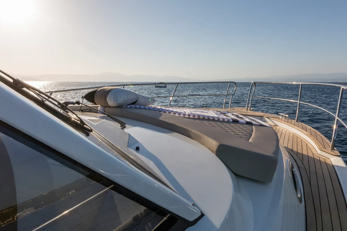 Deck of Gaja, a SAS - Vektor Adriana 36 motorboat at Novi Vinodolski, Croatia