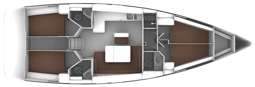 Floor plan of Andrea, a Bavaria Cruiser 46 sailboat at Pirovac, Croatia