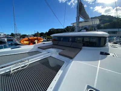 Deck of Ciao for now, a Lagoon 46 catamaran at Road Town, British Virgin Islands