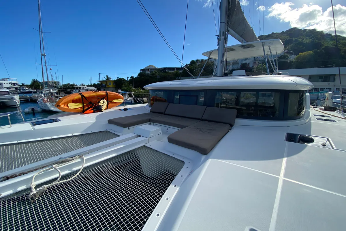 Deck of Ciao for now, a Lagoon 46 catamaran at Road Town, British Virgin Islands