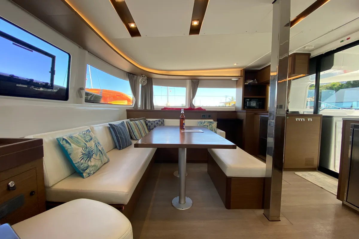 Salon of Ciao for now, a Lagoon 46 catamaran at Road Town, British Virgin Islands