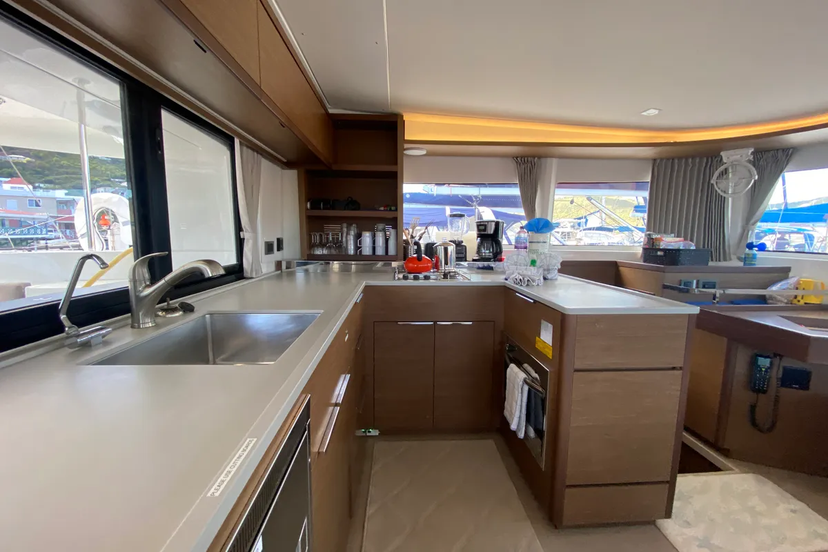 Galley of Ciao for now, a Lagoon 46 catamaran at Road Town, British Virgin Islands