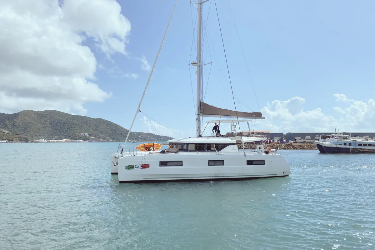 Exterior view of Ciao for now, a Lagoon 46 catamaran at Road Town, British Virgin Islands