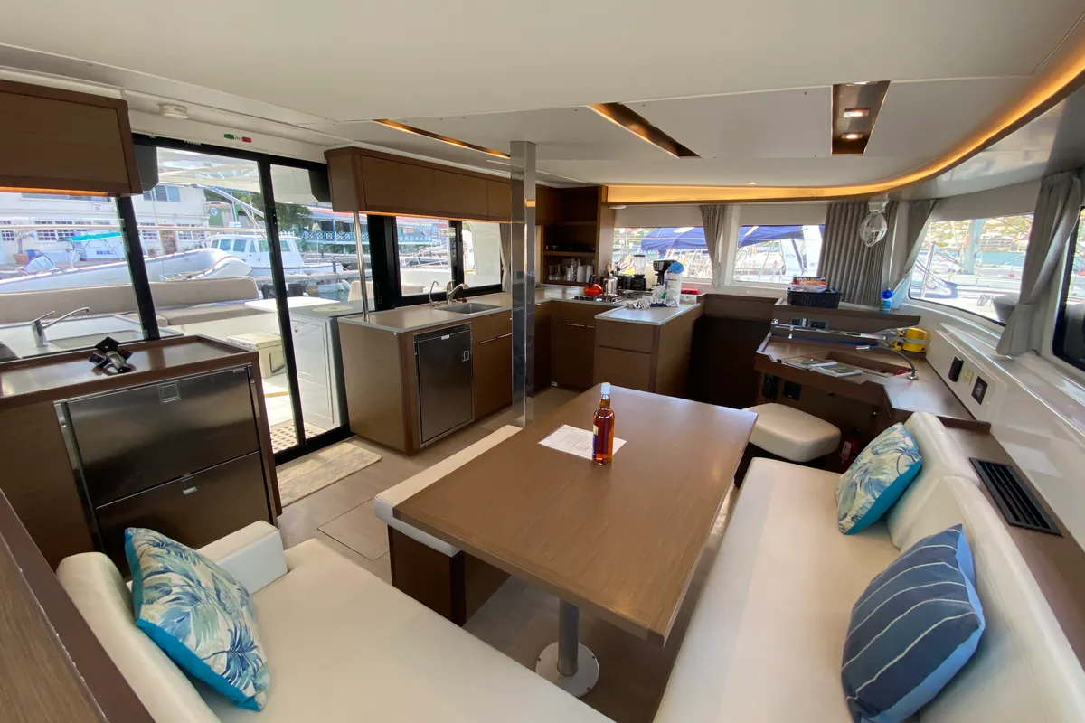 Salon of Ciao for now, a Lagoon 46 catamaran at Road Town, British Virgin Islands