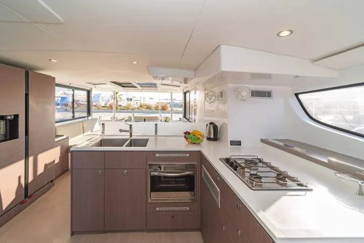 Galley of Aria, a Bali 4.6 catamaran at Municipal Unit of Lefkada, Greece