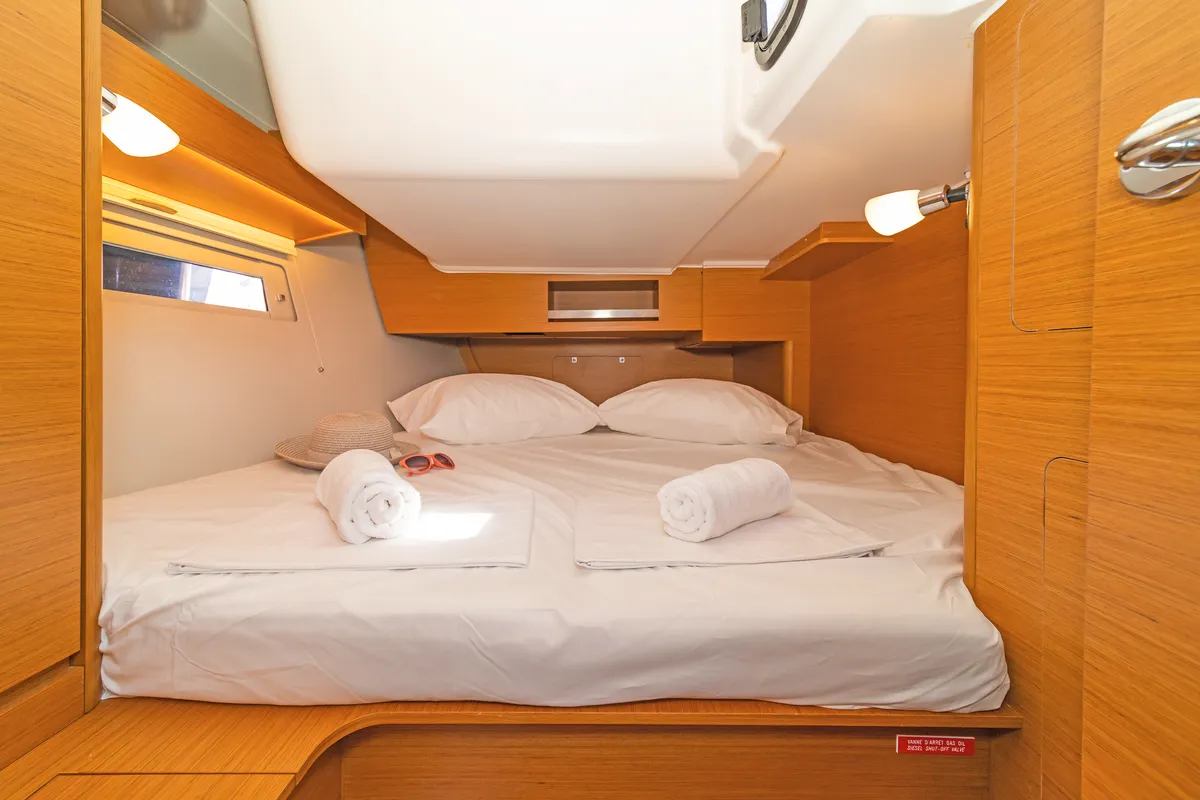 Cabin on Agnes, a Dufour 390 sailboat at Kos, Greece