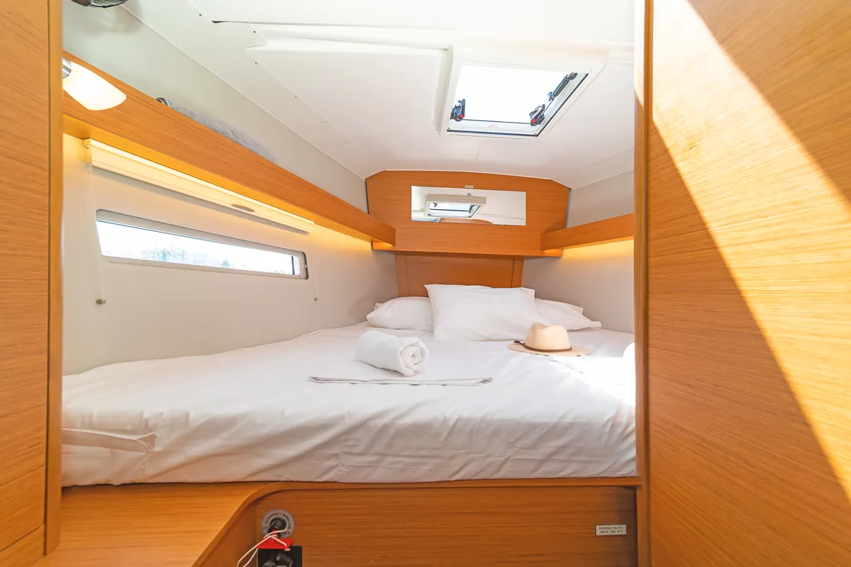 Cabin on Agnes, a Dufour 390 sailboat at Kos, Greece