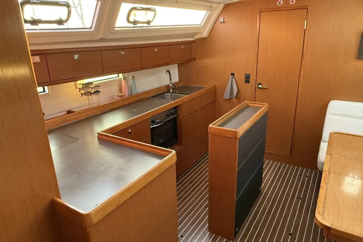 Cabin on Aquilo, a Bavaria Cruiser 46 sailboat at Preveza, Greece