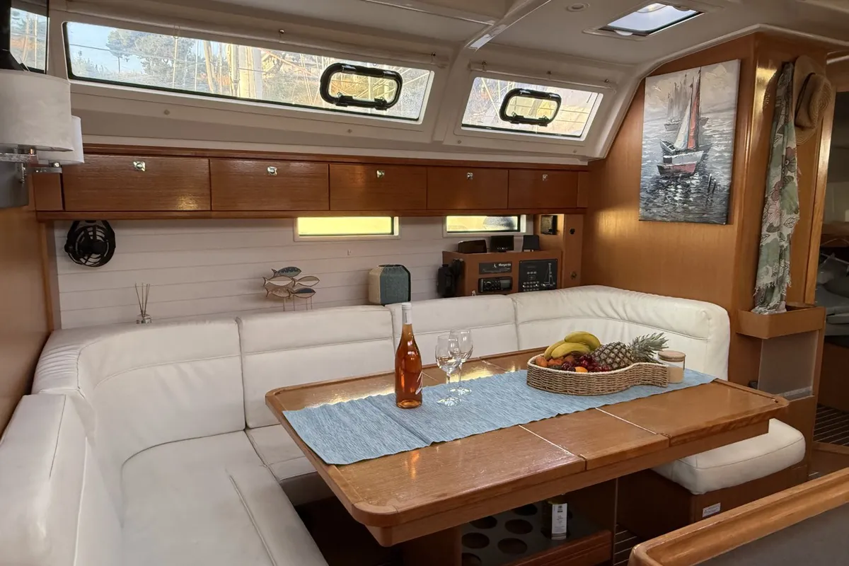 Salon of Aquilo, a Bavaria Cruiser 46 sailboat at Preveza, Greece