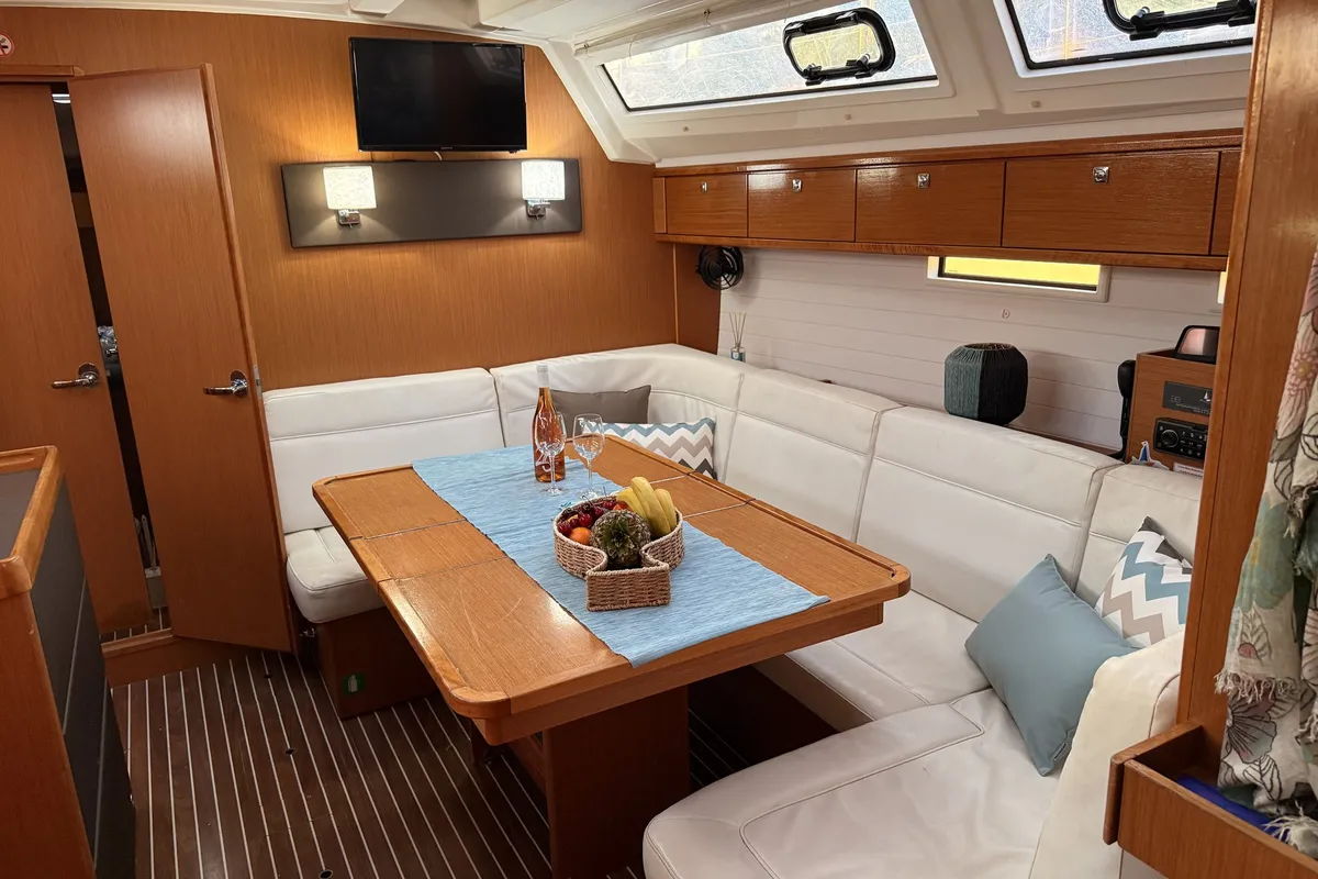 Cabin on Aquilo, a Bavaria Cruiser 46 sailboat at Preveza, Greece