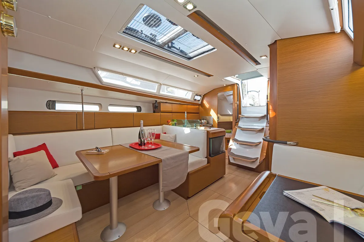 Salon of Geva I, a Jeanneau Sun Odyssey 419 sailboat at Municipal Unit of Rhodes, Greece