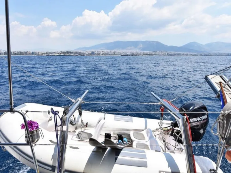 Omiros II, a Lagoon 450 Fly catamaran at Athens, Greece