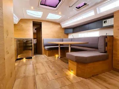 Salon of First Edition, a Elan Impression 45 sailboat at Grad Šibenik, Croatia