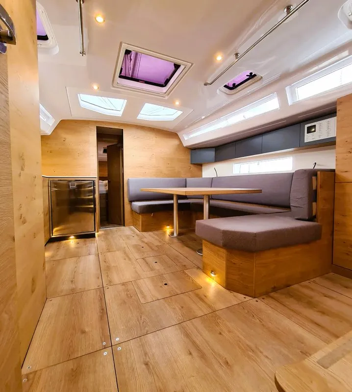 Salon of First Edition, a Elan Impression 45 sailboat at Grad Šibenik, Croatia