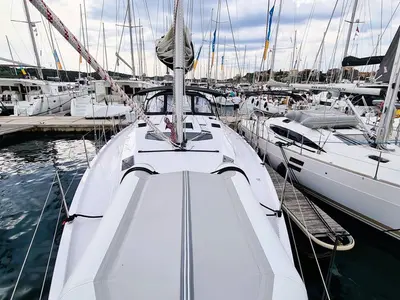 Deck of First Edition, a Elan Impression 45 sailboat at Grad Šibenik, Croatia