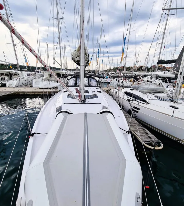 Deck of First Edition, a Elan Impression 45 sailboat at Grad Šibenik, Croatia