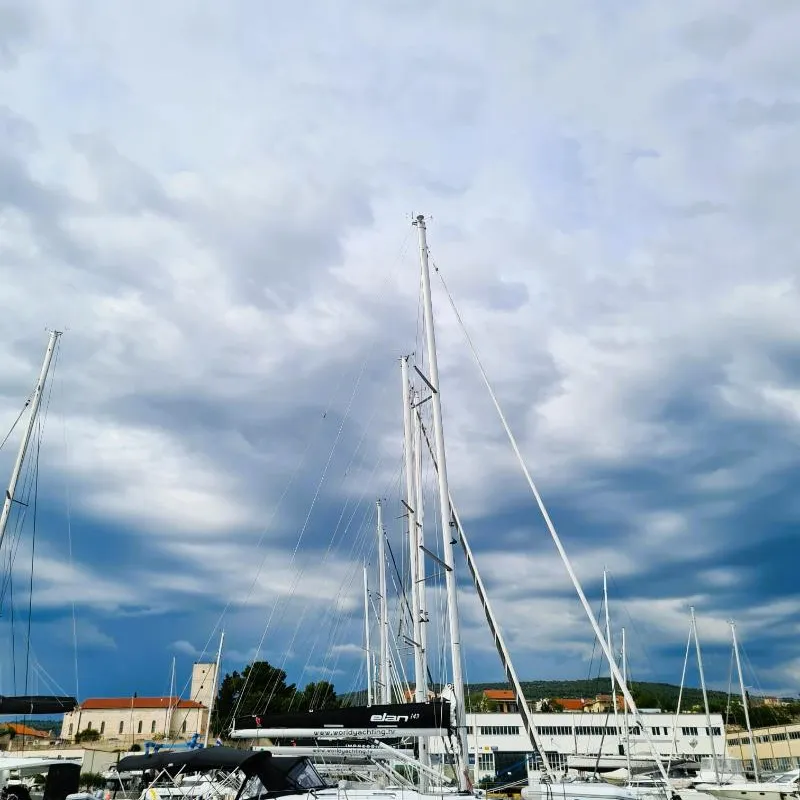 Exterior view of First Edition, a Elan Impression 45 sailboat at Grad Šibenik, Croatia