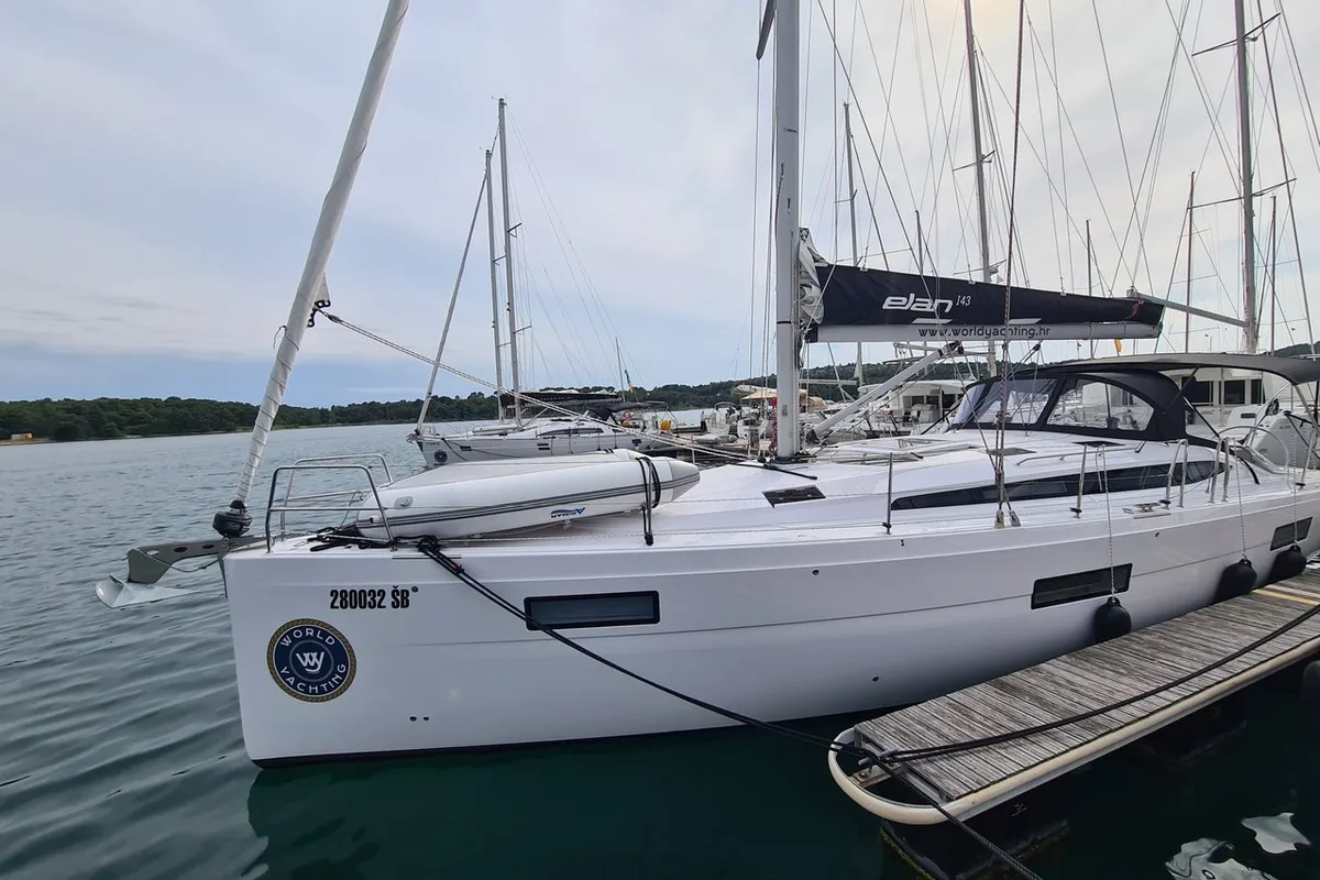Exterior view of First Edition, a Elan Impression 45 sailboat at Grad Šibenik, Croatia