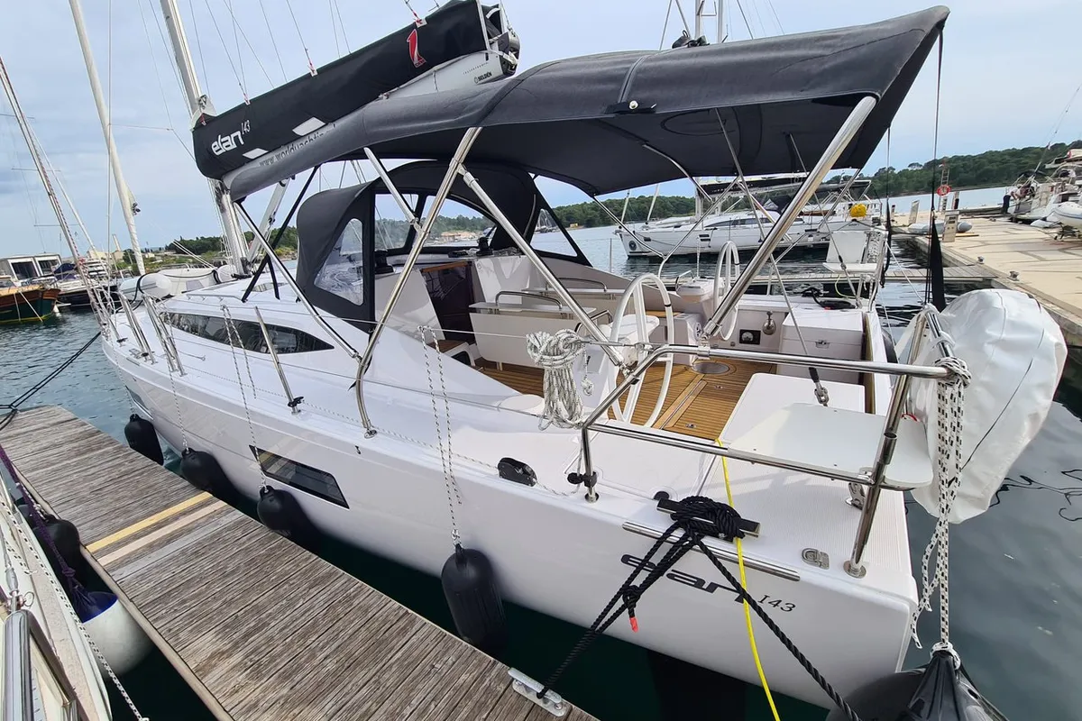 Exterior view of First Edition, a Elan Impression 45 sailboat at Grad Šibenik, Croatia