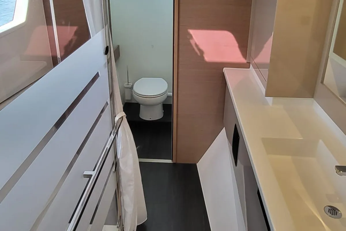 Head on Balu, a Fountaine Pajot Elba 45 catamaran at Biograd na Moru, Croatia