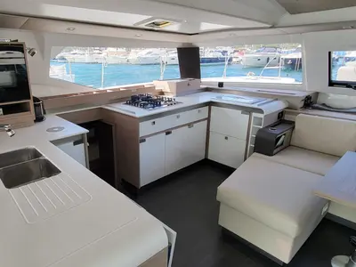 Galley of Balu, a Fountaine Pajot Elba 45 catamaran at Biograd na Moru, Croatia