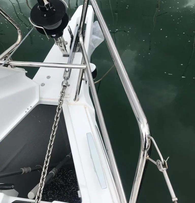 Deck of Jeanneau Sun Odyssey 419, a sailboat at es Jonquet, Spain