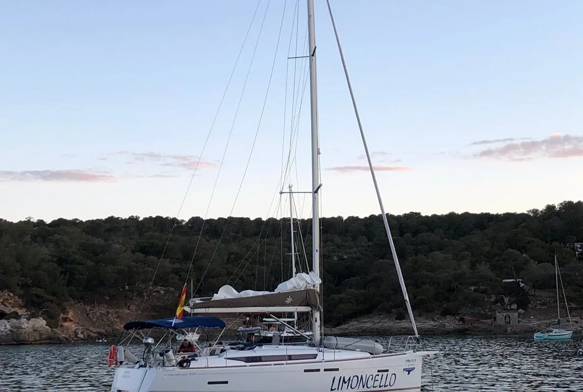 Exterior view of Jeanneau Sun Odyssey 419, a sailboat at es Jonquet, Spain