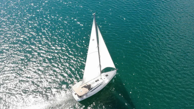 Exterior view of Happy Welcome, a Jeanneau Sun Odyssey 419 sailboat at Punat, Croatia