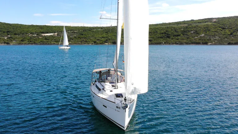Exterior view of Happy Welcome, a Jeanneau Sun Odyssey 419 sailboat at Punat, Croatia